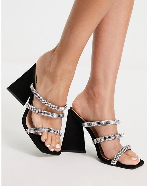 Glamorous embellished strap heel sandals in