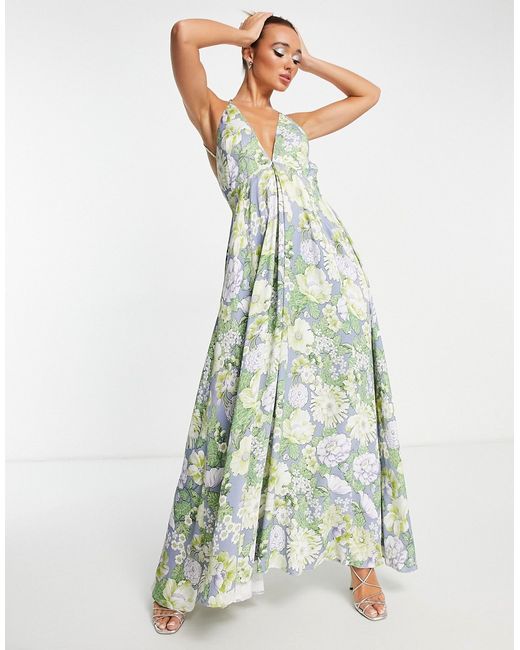 Asos Design EDITION satin cami maxi dress in garden floral print-