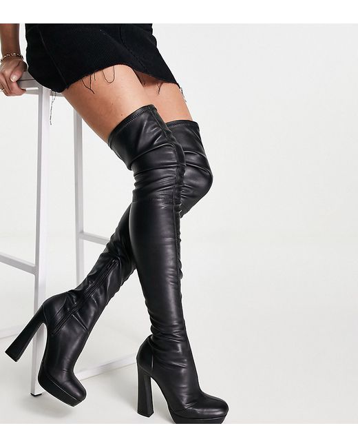 Asos Design Petite Kira high-heeled platform over the knee boots in