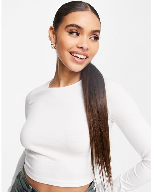 Asos Design fitted crop t-shirt with long sleeve in