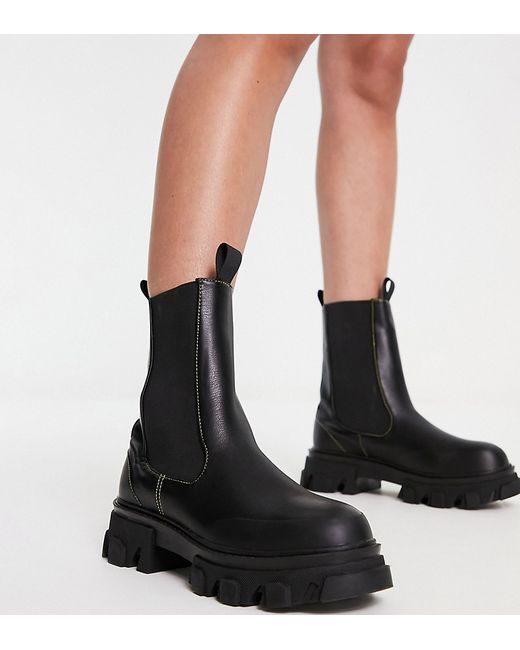 Public Desire Wide Fit Wonder chunky flat boots in
