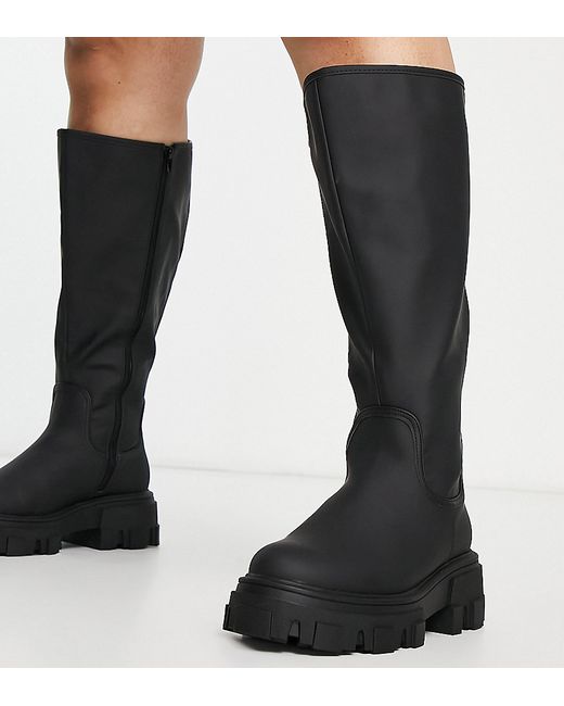 Asos Design Curve Carla chunky flat knee boots in