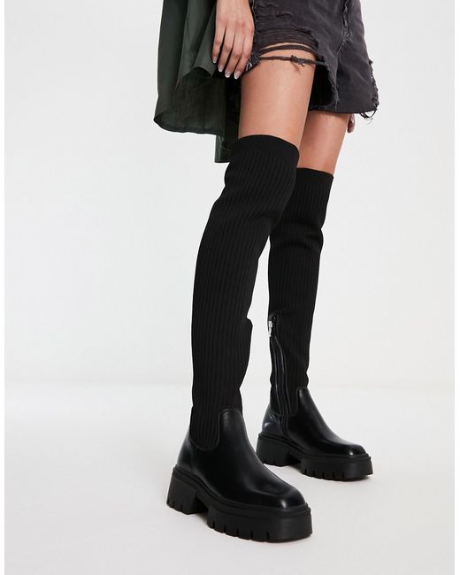 SIMMI Shoes Simmi London Reign knitted over-the-knee second skin boots in