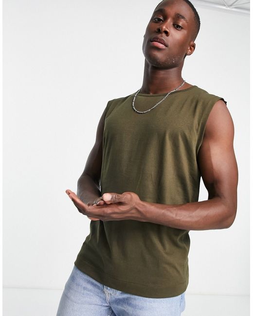 Don't Think Twice DTT sleeveless t-shirt tank top in khaki-