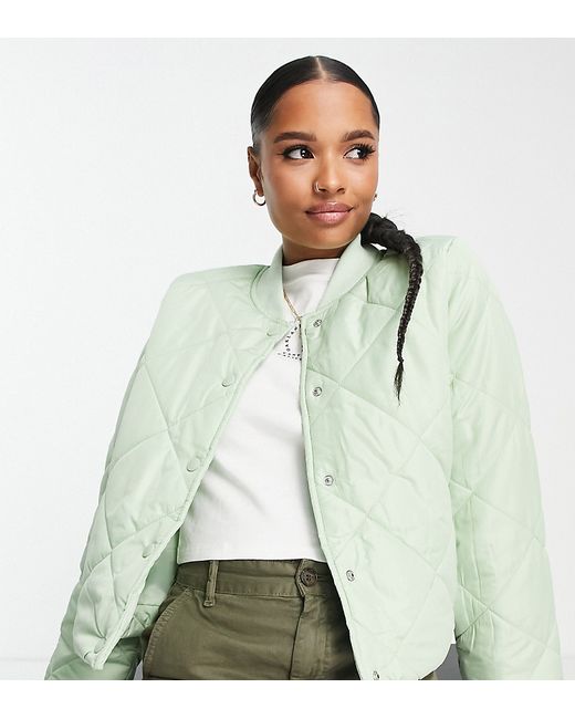 Pieces Petite quilted bomber jacket in light