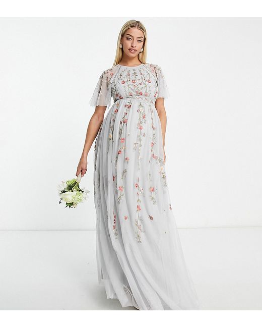 ASOS Maternity DESIGN Maternity Bridesmaid floral embroidered maxi dress with embellishment in soft