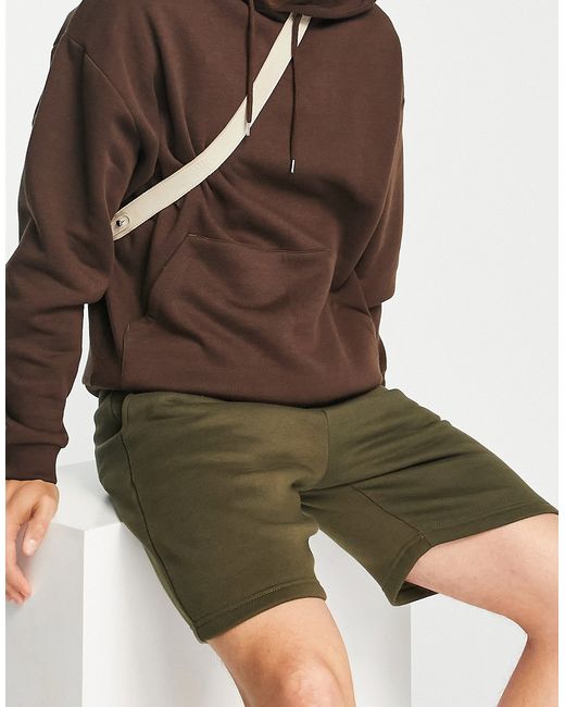 Don't Think Twice DTT slim fit jersey shorts in khaki-
