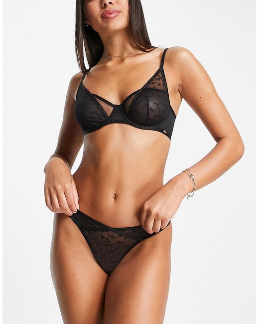 Lindex Ella M Carmen sheer non padded mesh and lace balconette bra in