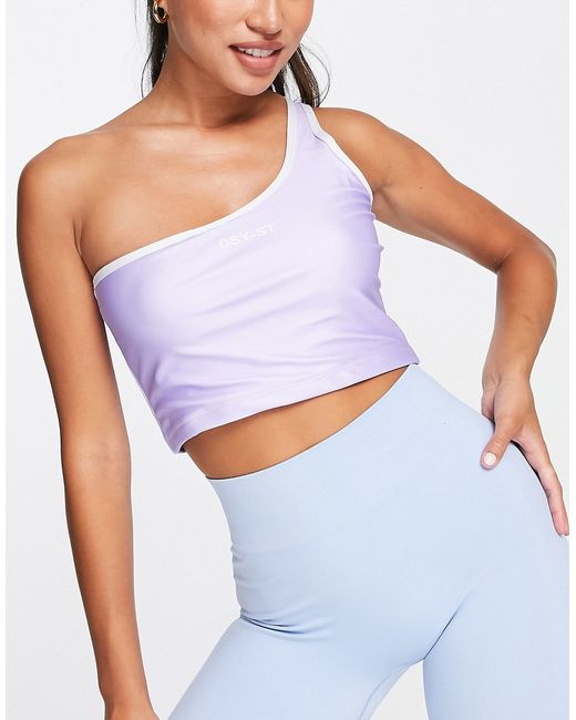 Daisy Street Active one shoulder crop top in lilac-