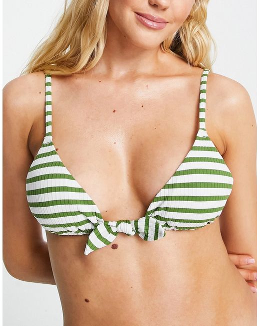 Other Stories triangle bikini top in stripe