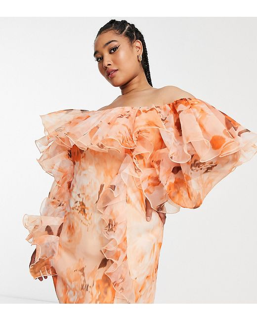 ASOS Luxe Curve organza ruffle dress in floral