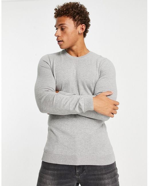 New Look muscle fit knitted sweater in light