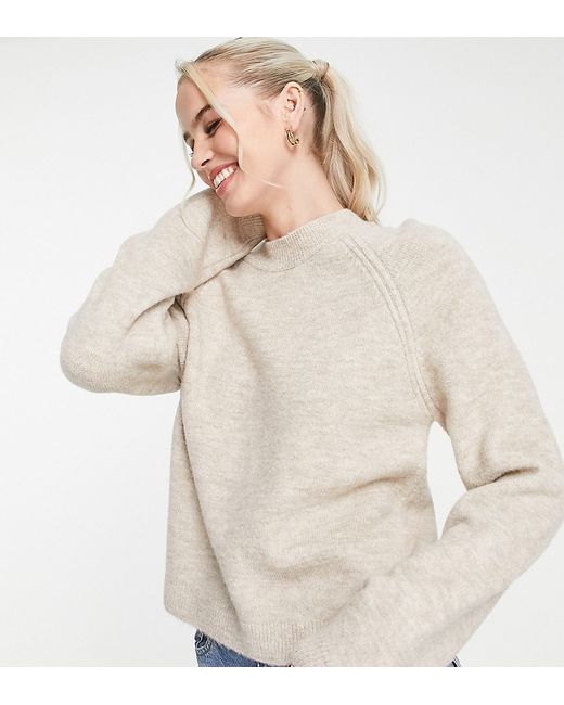 ASOS Tall DESIGN Tall boxy crew neck sweater in oatmeal-