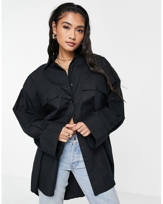 Asos Design oversized shirt with wide cuff detail in