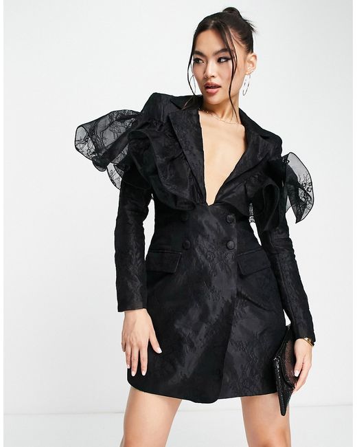 ASOS Luxe wired lace organza blazer dress in