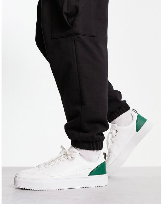 London Rebel X flatform lace up sneakers in green contrast