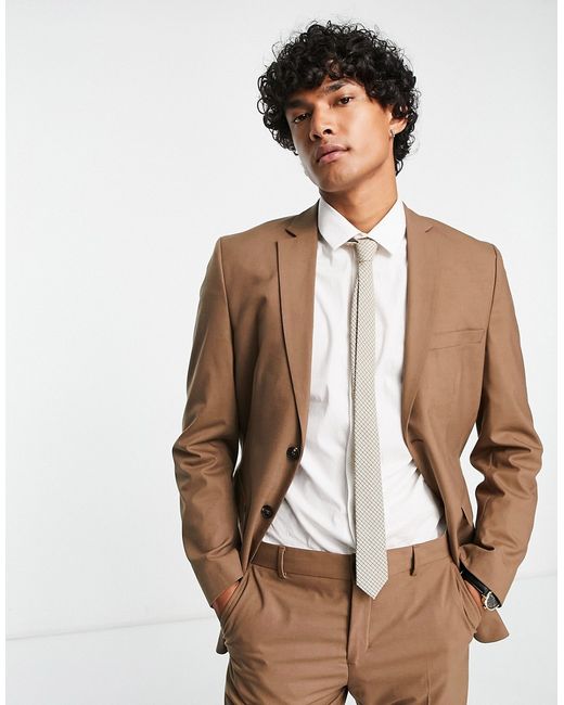 Selected Homme slim fit suit jacket in camel-