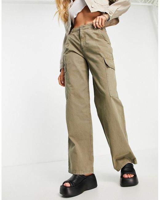 Asos Design oversized cargo pants in khaki-