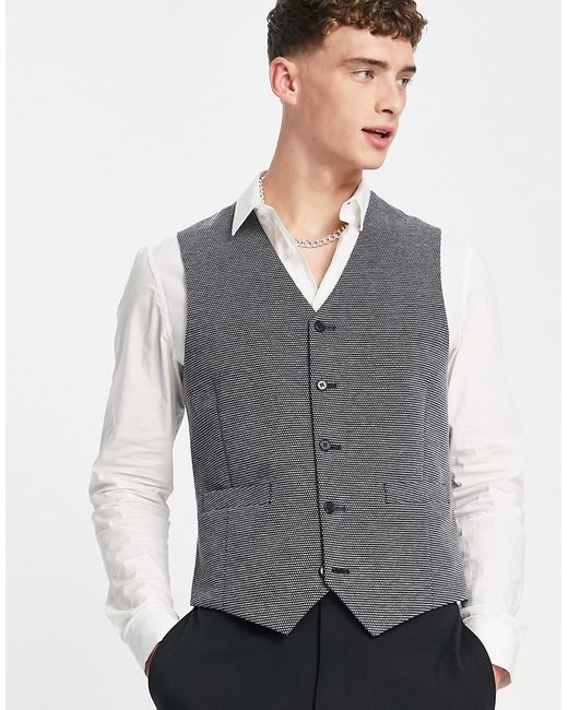 Asos Design slim suit vest in pindot