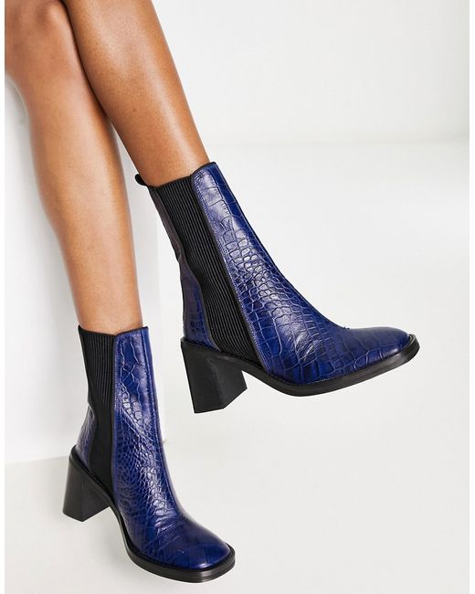 Asos Design Ratings leather chelsea boots in croc