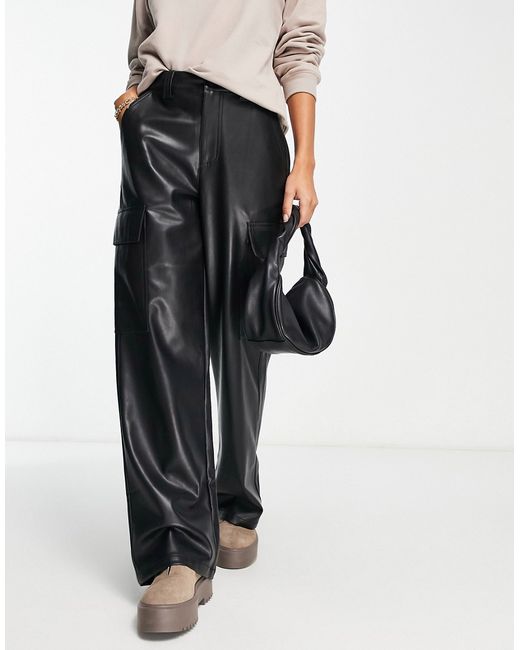 Asos Design leather look cargo pants in