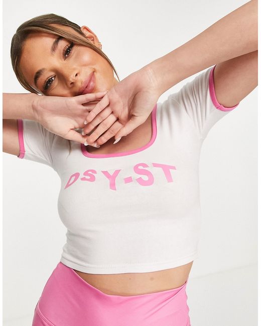 Daisy Street Active crop top in and pink