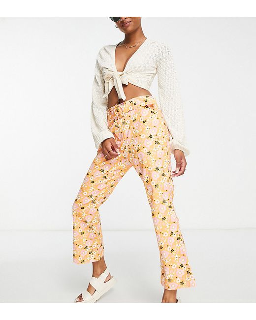 ASOS Petite DESIGN Petite belted printed cropped pants in multi floral-