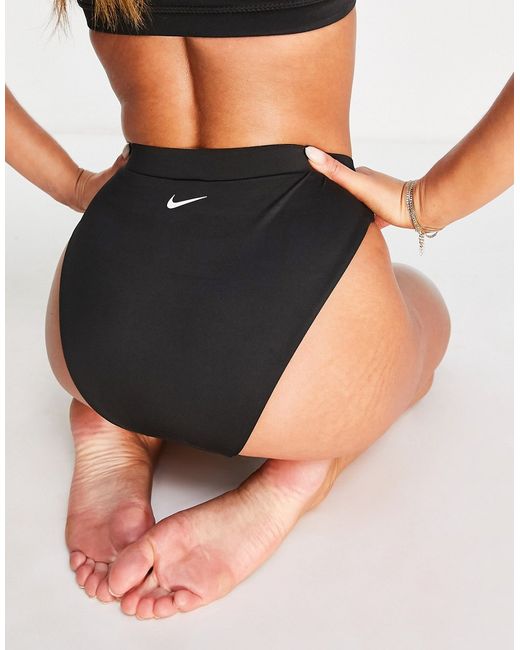 Nike Swimming high waist bikini bottoms in