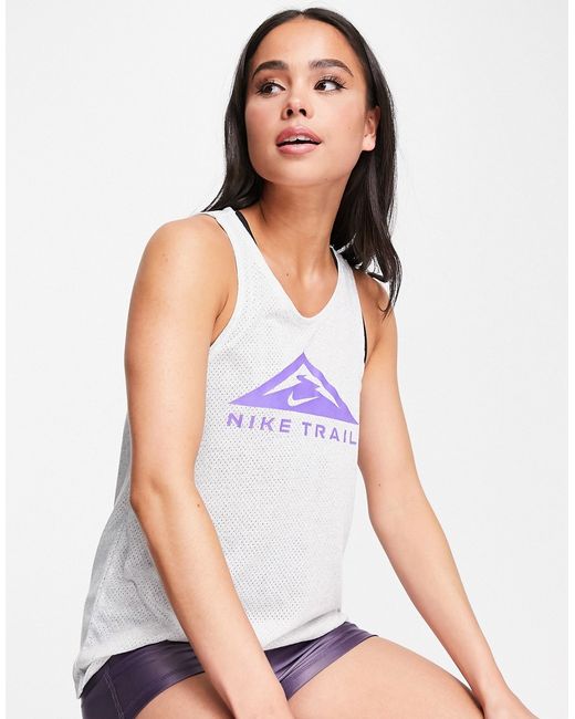 Nike Running Dri-FIT Trail logo tank top in heather