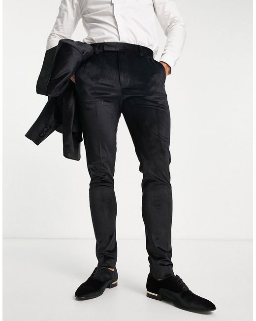 Asos Design skinny velvet tuxedo pants in