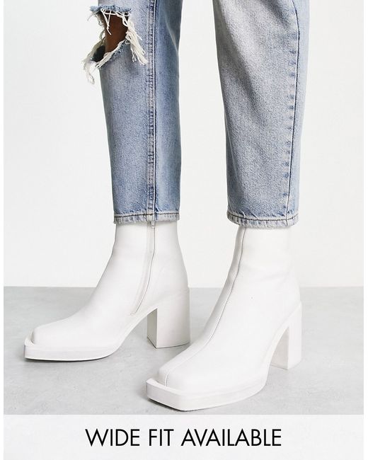 Asos Design Heeled chelsea boots with angled toe in leather