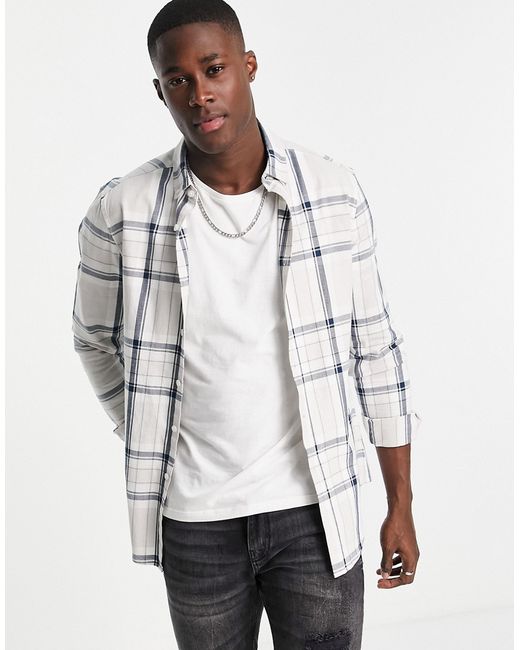 Asos Design stretch slim fit check shirt in