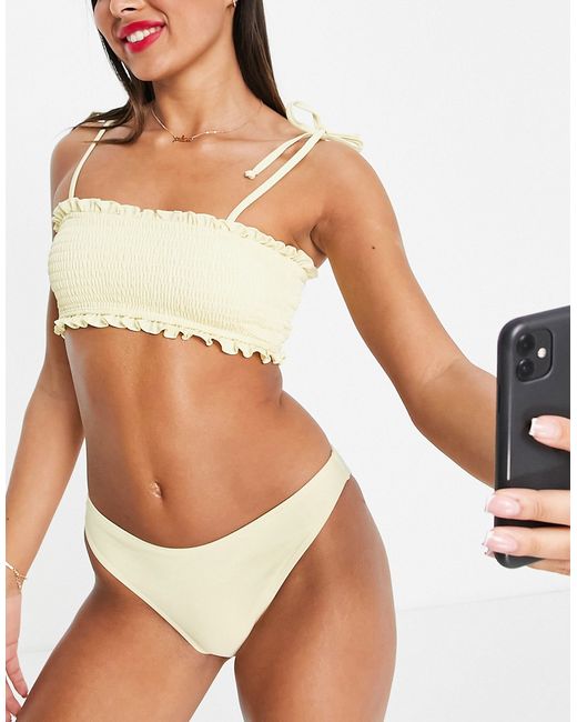The Frolic Louisa shirred bikini top in lemon-