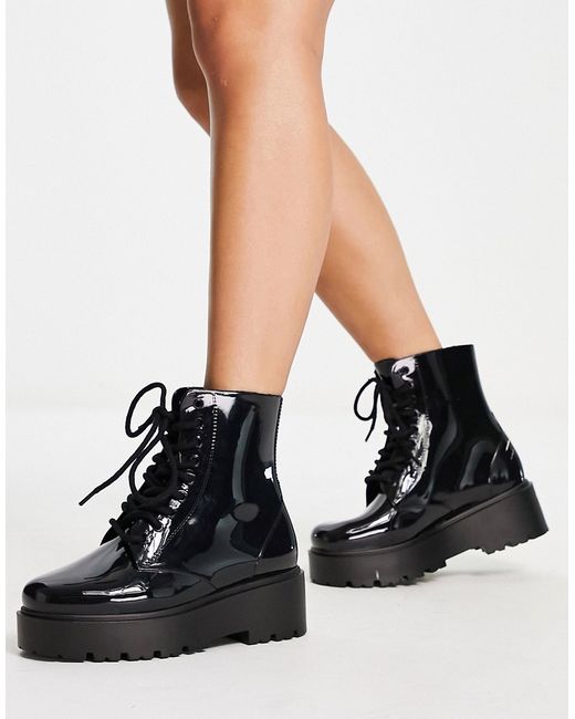 Asos Design Generate lace up wellie boots in