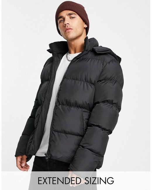 Asos Design puffer jacket with detachable hood in