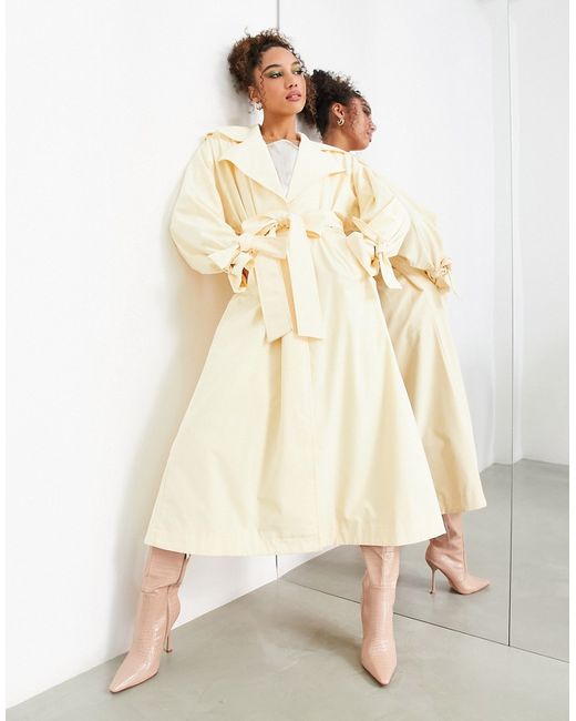 ASOS Edition belted slouchy trench in buttermilk-