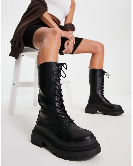 Truffle Collection lace-up chunky boots in