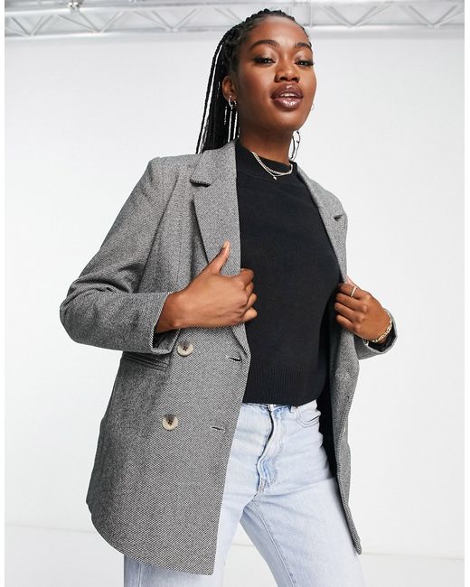 Pieces oversized double breasted tailored blazer in
