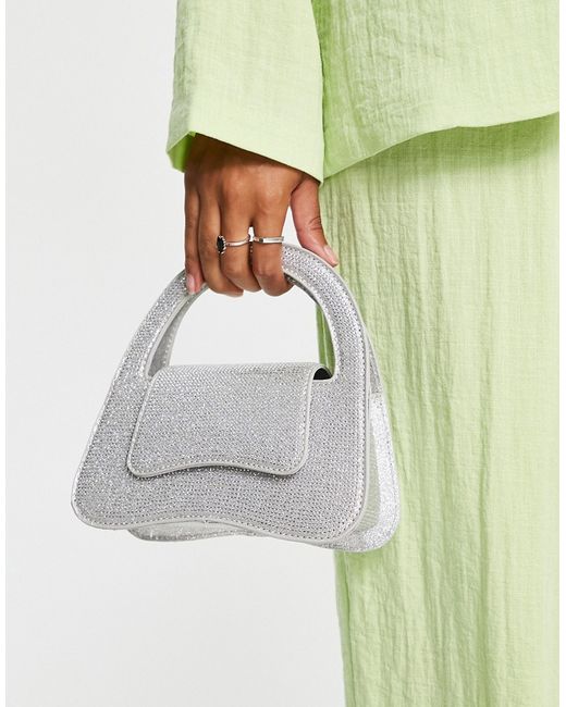 Asos Design curved grab bag in diamante-