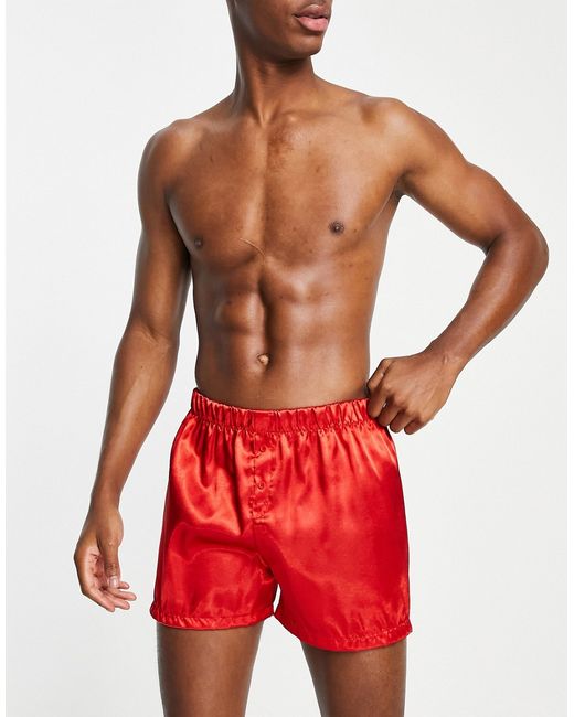 New Look satin boxers in red-