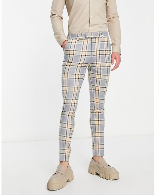 Asos Design super skinny suit pants in brushed plaid-