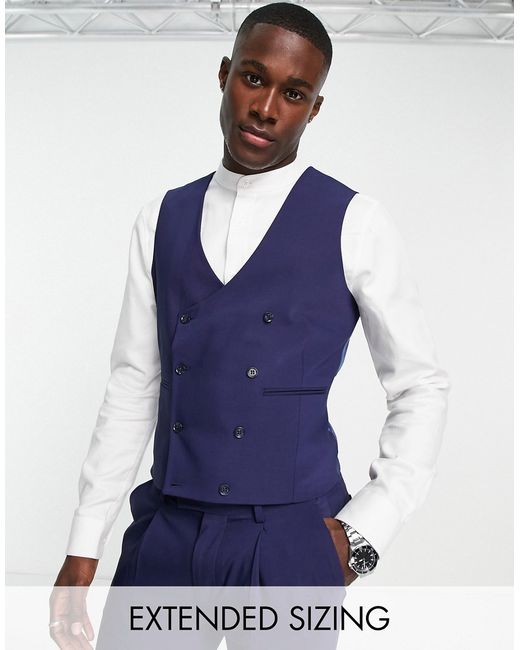 Noak Tower Hill super skinny suit vest in mid worsted wool blend with four-way stretch