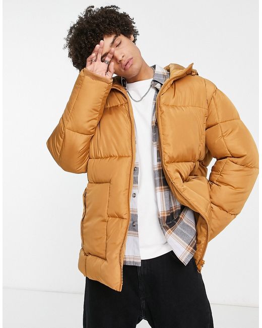 Topman square quilted puffer jacket in