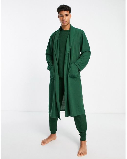 Brave Soul waffle robe in forest