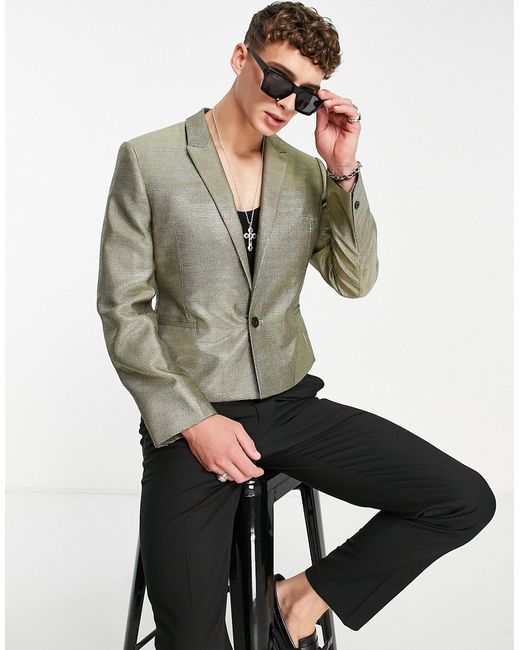 Asos Design cropped blazer in shimmer