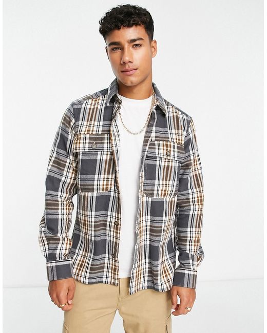 Only & Sons flannel overshirt in check