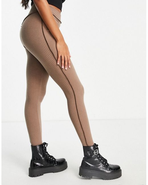 Asos Design Hourglass exclusive ribbed legging with exposed seam in part of a set