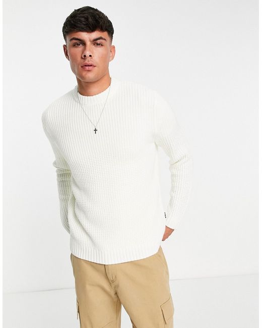 Only & Sons textured crew neck knitted sweater in