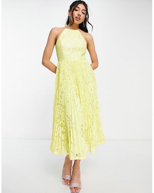 Asos Design pleated lace midi prom dress in