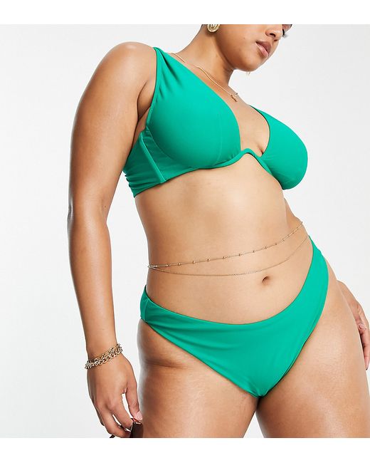 ASOS Curve DESIGN Curve hipster bikini bottom in emerald